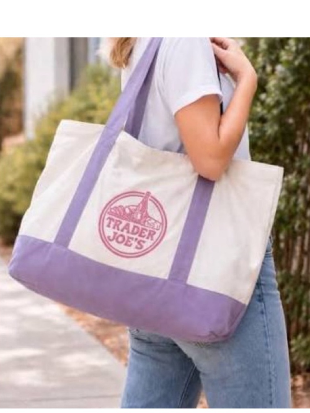 TRADER JOE’S Lavender Tote Bag. Full Size. Brand New - Picture 2 of 7